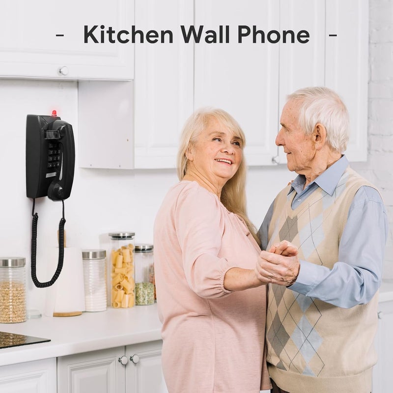 Sangyn Old Style Retro Wall Phone with Handset Volume Control Landline Corded Telehone Waterproof and Moisture Proof for Home,Hotel,Bathroom,Living Room,School and Office,Black - Image 5