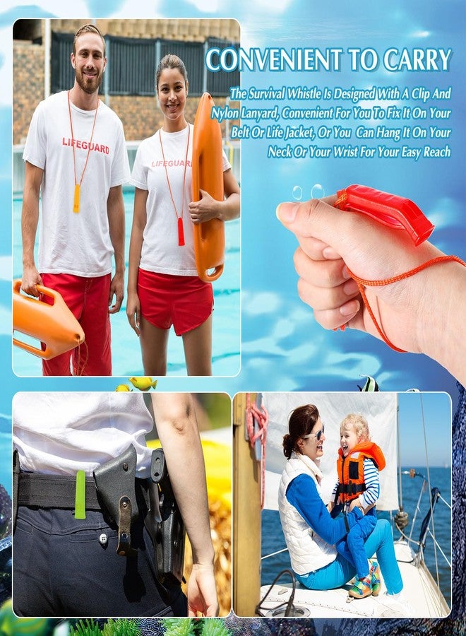 Sotiff 100 Pieces Emergency Whistle with Lanyard Safety Whistle Survival Whistle Loud Blast for Safety Camping Hiking Boating Hunting Survival Rescue Signaling (Black, Green, Yellow, Red, Orange) - Image 2