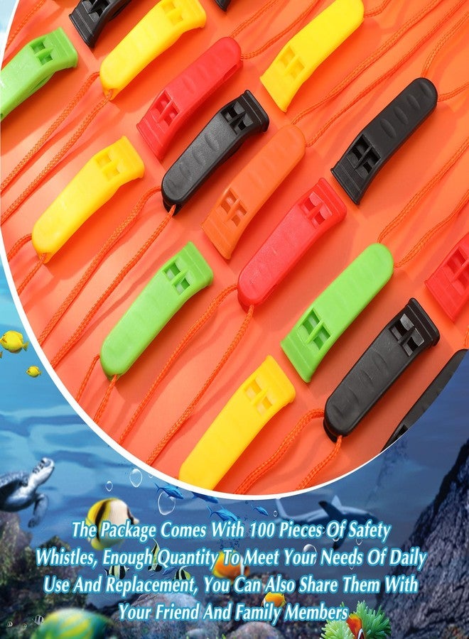 Sotiff 100 Pieces Emergency Whistle with Lanyard Safety Whistle Survival Whistle Loud Blast for Safety Camping Hiking Boating Hunting Survival Rescue Signaling (Black, Green, Yellow, Red, Orange) - Image 5