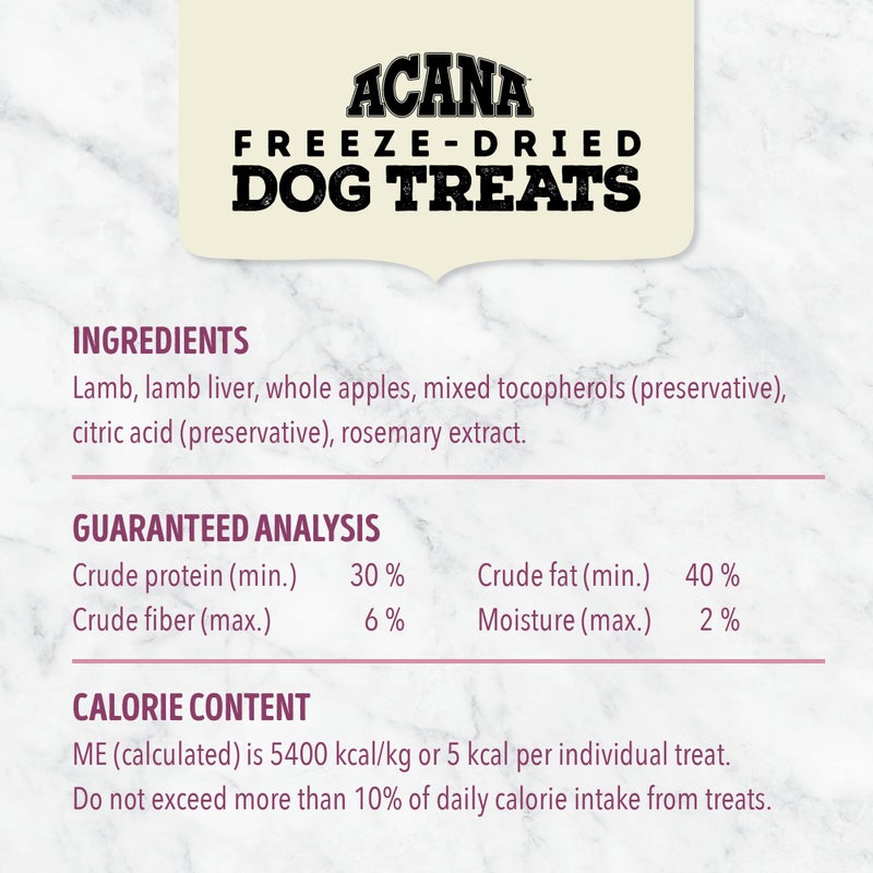 ACANA Singles Grain Free Dog Treats Limited Ingredients & Freeze-Dried Lamb & Apple Recipe 3.25oz Bag - Image 5