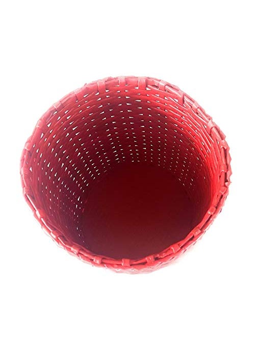 Sonas Creation Sonas Creation Paperus Small Size 8 Inch TALL 5 Liter Red Color OpenTop Dustbin Waste Basket Trashcan Storage Basket Indoor Planter Ecofriendly Handmade of Paper Ropes  - Image 4