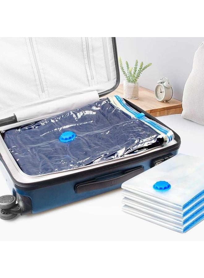 eBasket Set of 6 pieces: 5 vacuum-sealed storage bags + hand pump. Space-saving bags with hand pump. Reusable compression bags for travel, linens, clothes, curtains, and pillows in 3 different sizes. - Image 3
