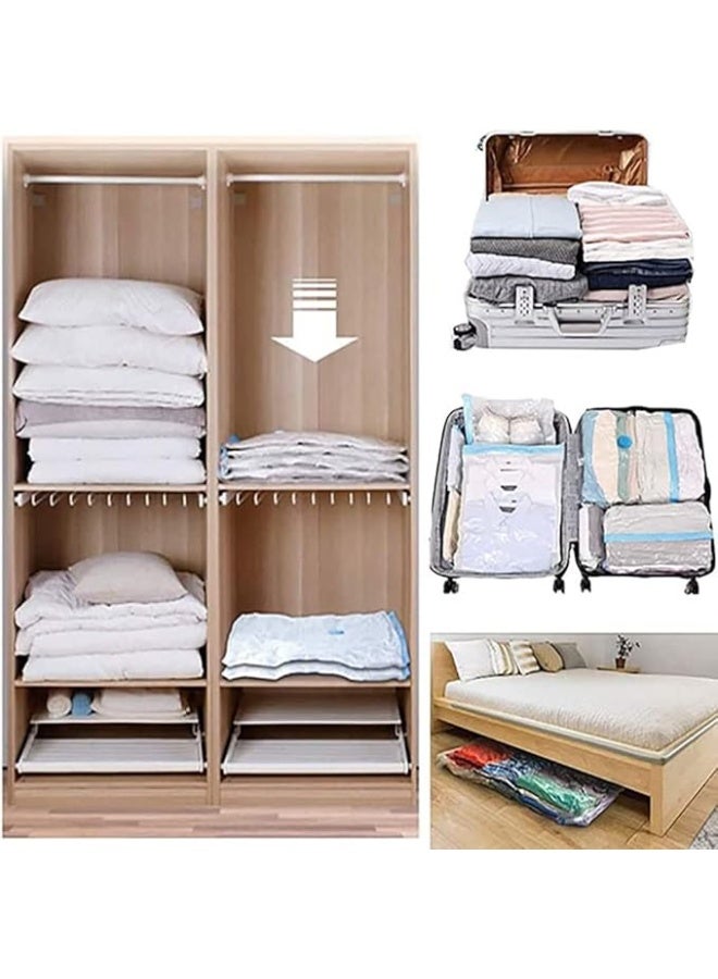 eBasket Set of 6 pieces: 5 vacuum-sealed storage bags + hand pump. Space-saving bags with hand pump. Reusable compression bags for travel, linens, clothes, curtains, and pillows in 3 different sizes. - Image 2