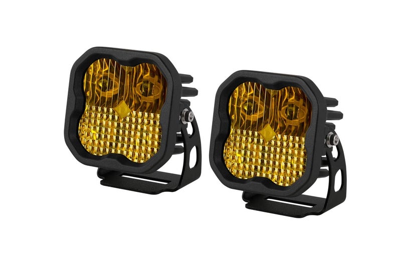 Diode Dynamics Stage Series 3in SAE Yellow Sport LED Pod (Pair) with Amber Backlight