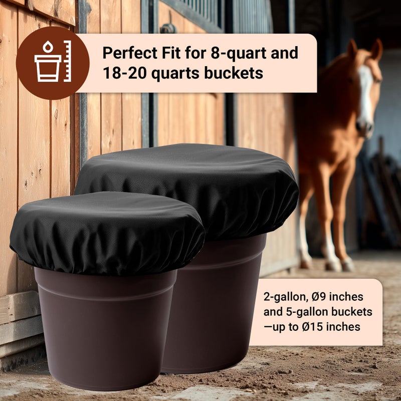 BRINGERPET Horse Bucket Cover, Waterproof Feed Bucket Top 2-5 Gallon (Black) - 1 pc - Image 4