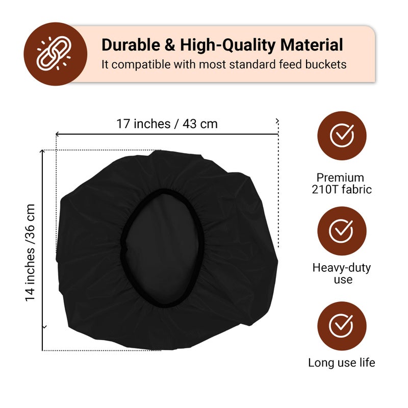BRINGERPET Horse Bucket Cover, Waterproof Feed Bucket Top 2-5 Gallon (Black) - 1 pc - Image 3