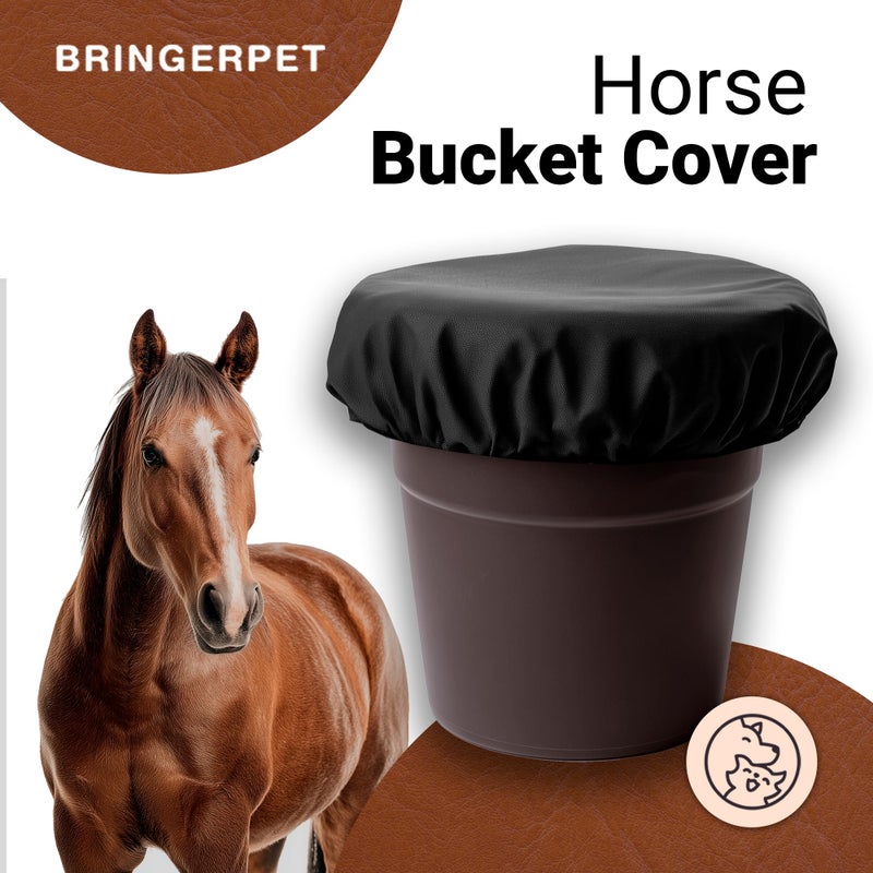 BRINGERPET Horse Bucket Cover, Waterproof Feed Bucket Top 2-5 Gallon (Black) - 1 pc - Image 2