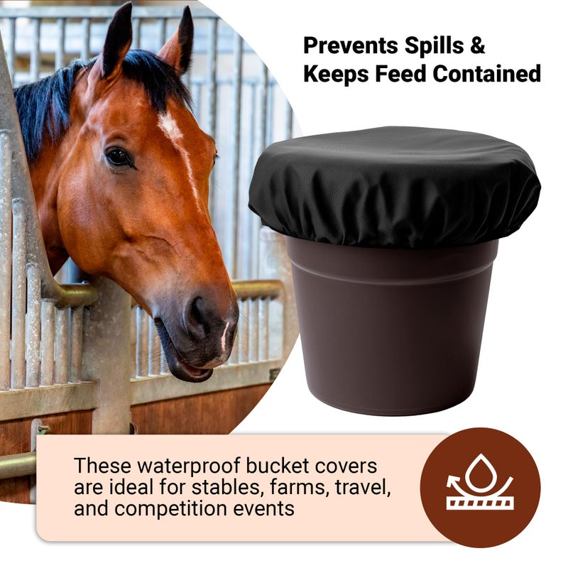 BRINGERPET Horse Bucket Cover, Waterproof Feed Bucket Top 2-5 Gallon (Black) - 1 pc - Image 5