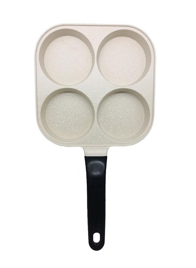 VDNSI 4 Hole Non Stick Egg Frying pan,Multi-Purpose Frying pan for Omelet uttapam,idli Burger Poached Egg Kitchen Breakfast(1pcs) (White) - Image 1