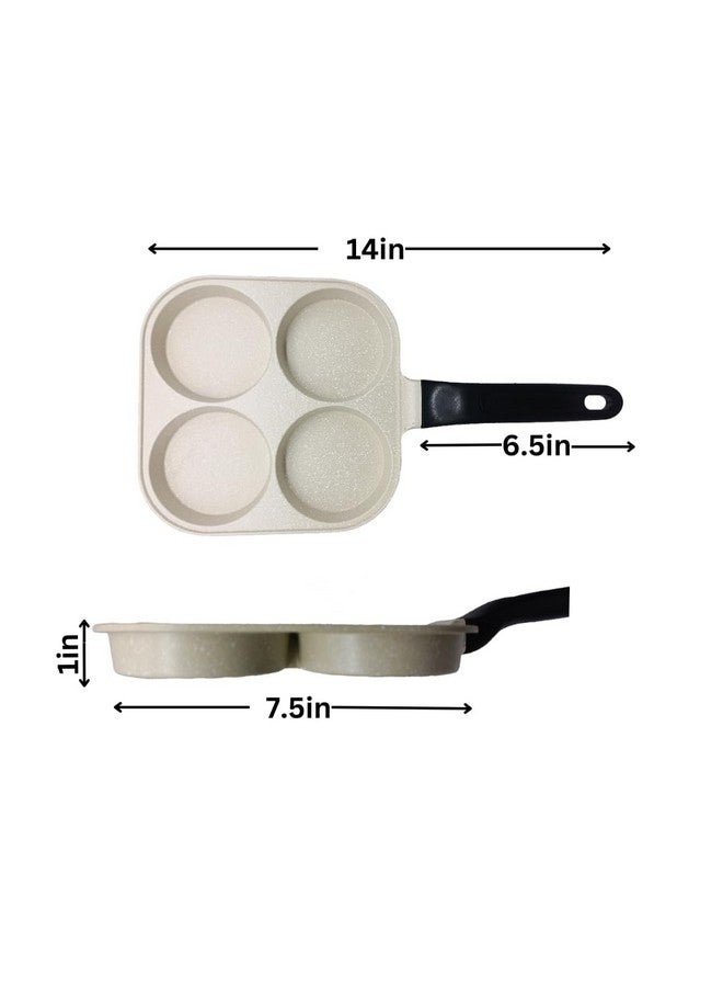 VDNSI 4 Hole Non Stick Egg Frying pan,Multi-Purpose Frying pan for Omelet uttapam,idli Burger Poached Egg Kitchen Breakfast(1pcs) (White) - Image 5