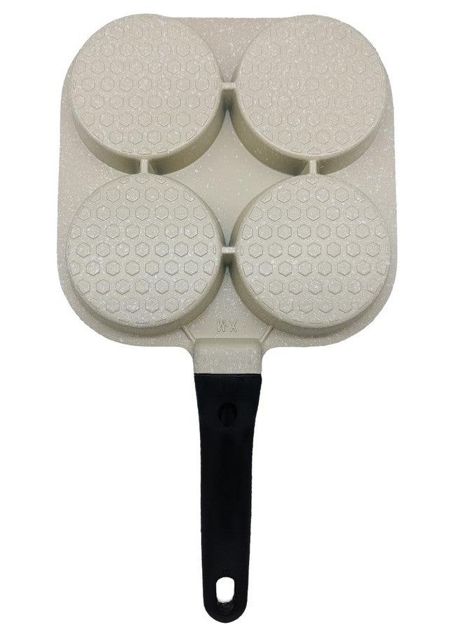 VDNSI 4 Hole Non Stick Egg Frying pan,Multi-Purpose Frying pan for Omelet uttapam,idli Burger Poached Egg Kitchen Breakfast(1pcs) (White) - Image 2