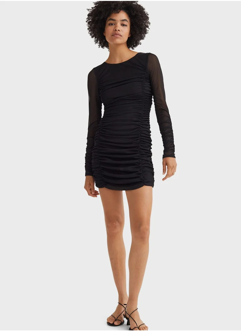 H&M Ruched Mesh Dress