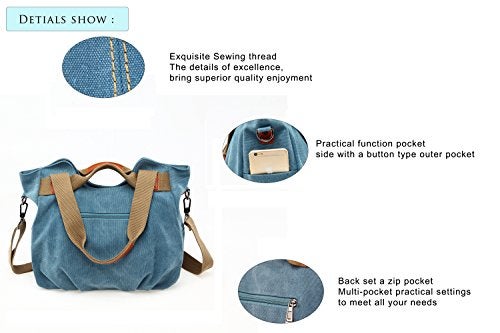 Chikencall® Women Bags Casual Vintage Hobo Canvas Mulit-Pocket Daily Purse Top Handle Shoulder Tote Shopper Christmas Handbags Brown - Image 5