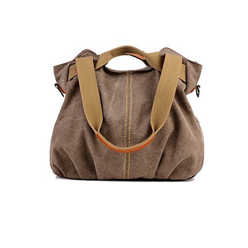 Chikencall® Women Bags Casual Vintage Hobo Canvas Mulit-Pocket Daily Purse Top Handle Shoulder Tote Shopper Christmas Handbags Brown - Image 1