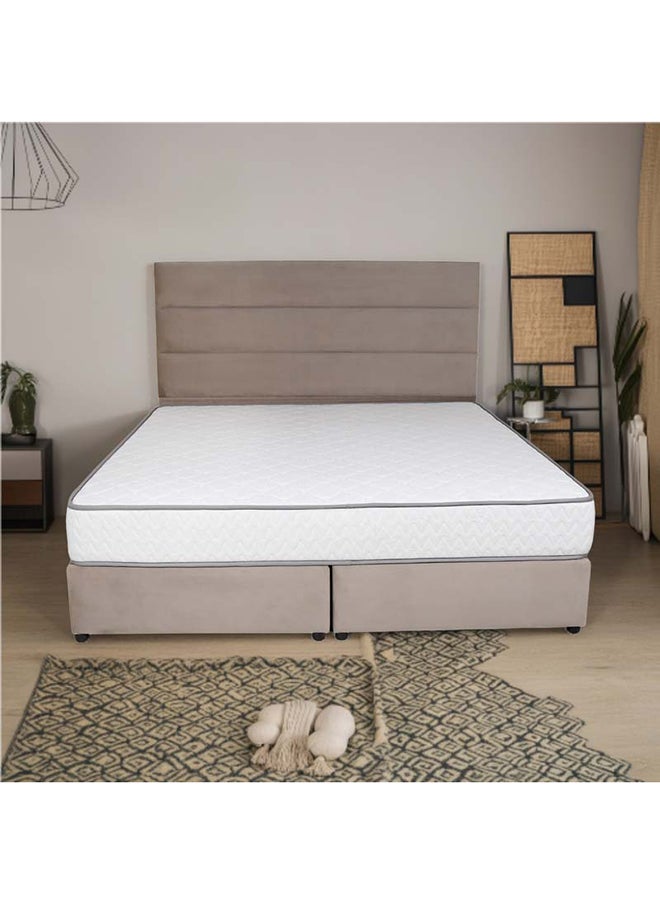 Bed and Mattress Zone Serenity Upholstered Bed 203 X 160 Queen Size Muted Beige Color, Mattress Size-200x160cm (Mattress sold separately)  - Image 1