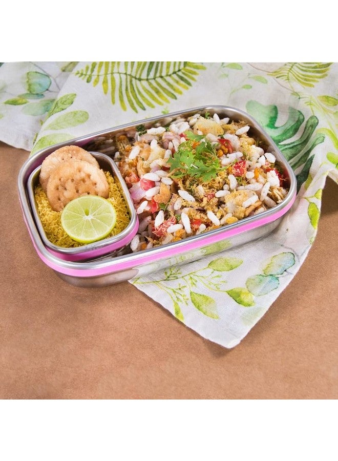 Veigo Steel Lunch Boxes for Office Men, Tiffin Box for Office Men, Lunch Box for Kids, Jumbo 950 ml, 180 ml Veg Box | Detachable Clips | Leakproof & Airtight | Durable Stainless Steel Lid | Pink - Image 4