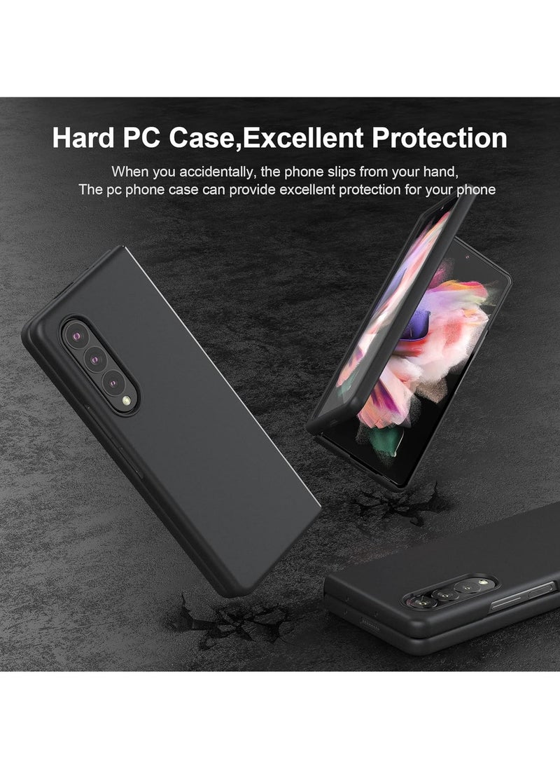 Generic Galaxy Z Fold 3 Case, Slim Folio Cover for Samsung Galaxy Z Fold 3 with Hard PC Back, Shockproof Durable Silicone Feel Case Cover for Samsung Galaxy Z Fold 3 5G 2021, Black  - Image 5