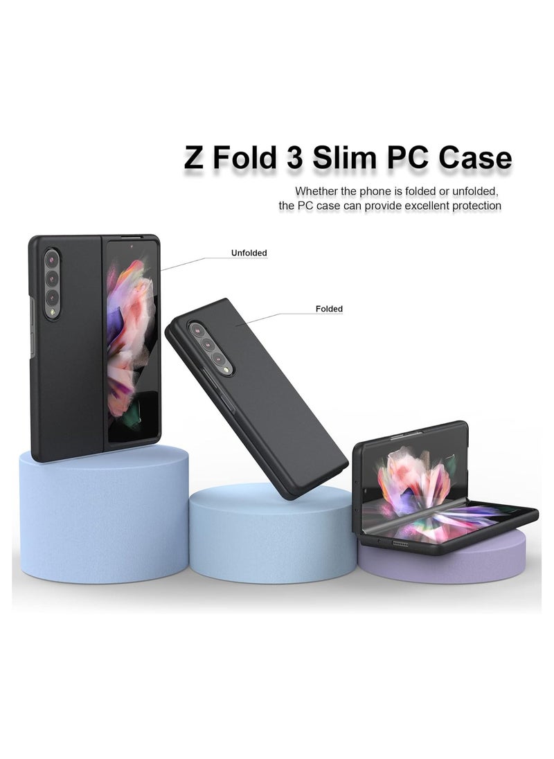 Generic Galaxy Z Fold 3 Case, Slim Folio Cover for Samsung Galaxy Z Fold 3 with Hard PC Back, Shockproof Durable Silicone Feel Case Cover for Samsung Galaxy Z Fold 3 5G 2021, Black  - Image 4