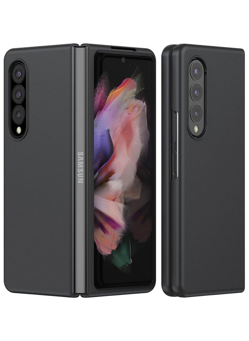 Generic Galaxy Z Fold 3 Case, Slim Folio Cover for Samsung Galaxy Z Fold 3 with Hard PC Back, Shockproof Durable Silicone Feel Case Cover for Samsung Galaxy Z Fold 3 5G 2021, Black  - Image 1