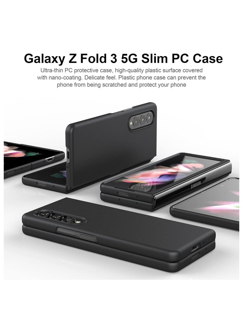Generic Galaxy Z Fold 3 Case, Slim Folio Cover for Samsung Galaxy Z Fold 3 with Hard PC Back, Shockproof Durable Silicone Feel Case Cover for Samsung Galaxy Z Fold 3 5G 2021, Black  - Image 2