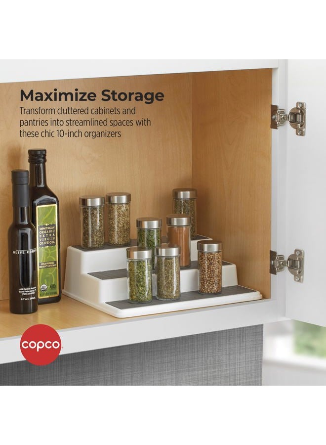 Copco 5257350 Non-Skid 3-Tier Spice Pantry Kitchen Cabinet Organizer, 2 Pack, Grey 2, 10-Inch - Image 2