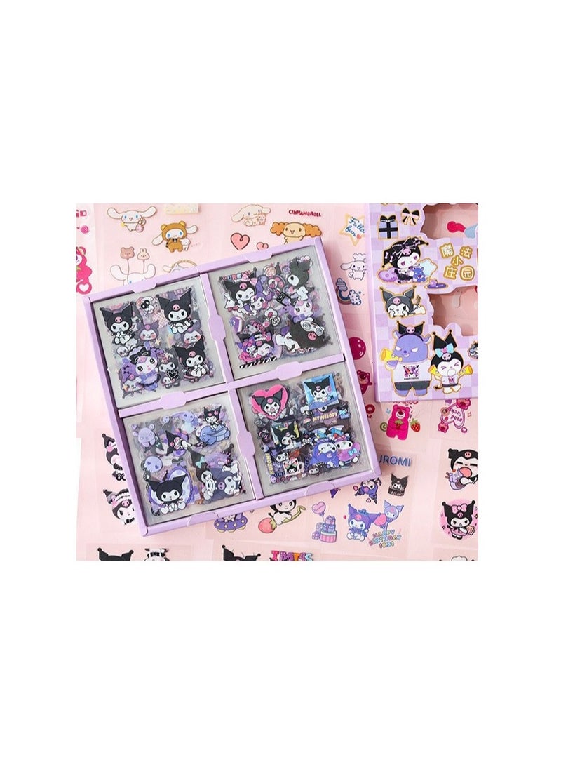 Sanrio Stickers Set, 100 Sheets Small Pieces PET Transparent Cartoon Character Animal Flower Decorative Scrapbook Sticker Decal for Diary, DIY Arts Crafts, Album, Planners, Calendars and Notebook  - Image 1