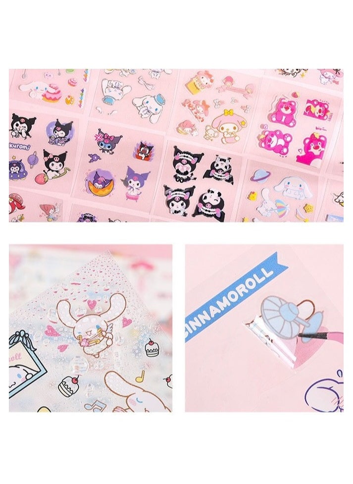 Sanrio Stickers Set, 100 Sheets Small Pieces PET Transparent Cartoon Character Animal Flower Decorative Scrapbook Sticker Decal for Diary, DIY Arts Crafts, Album, Planners, Calendars and Notebook  - Image 5