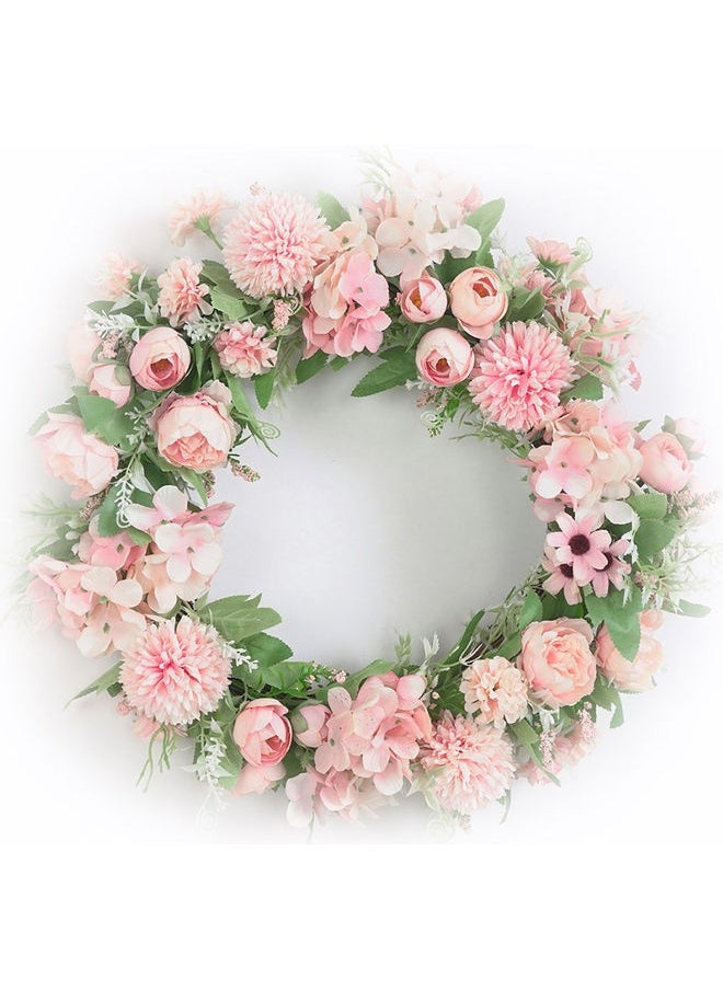 Generic Artificial Flower Wreath Door Hanging Light Pink 20 x 10 x 20cm  - Image 1