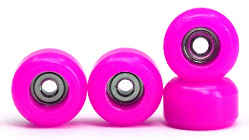 Teak Tuning CNC Polyurethane Fingerboard Bearing Wheels Pink Set of 4 Wheels Durable Material with a Hard Durometer - Image 1