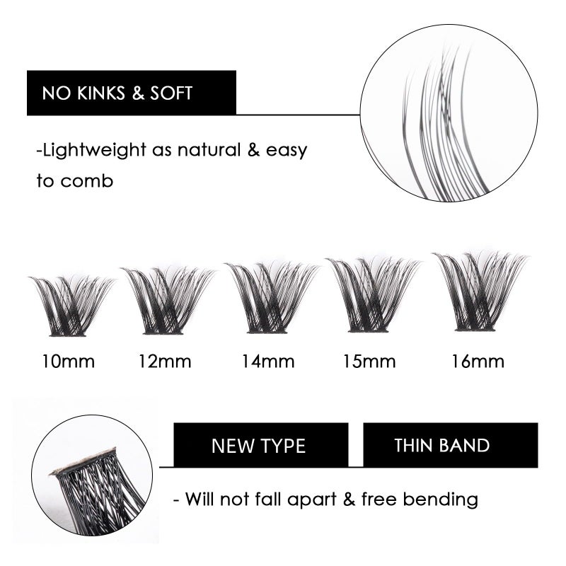 Magnetic SL Cluster Lashes 72 Individual Lashes Clusters Eyelash Extensions False Eyelashes DIY Lash Extension Reusable False Eyelashes Natural Look Mix 10-16mm-DM27 - Image 3