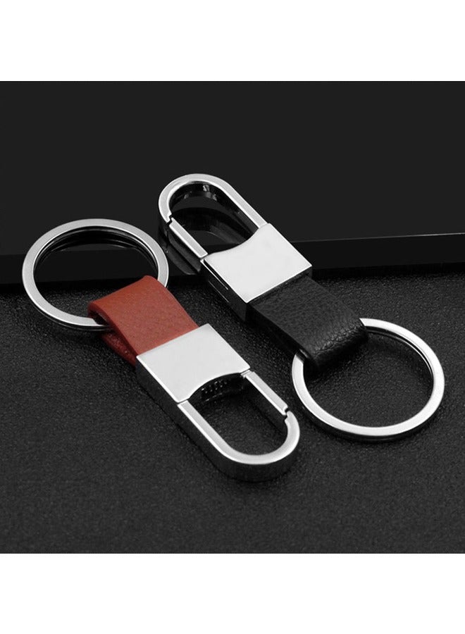 GUSGU Zinc Alloy Key Chain with Leather Heavy Duty Car Keychain with Ring Key Holder for Men and Women, 3 Pack(Black/Brown) - Image 2