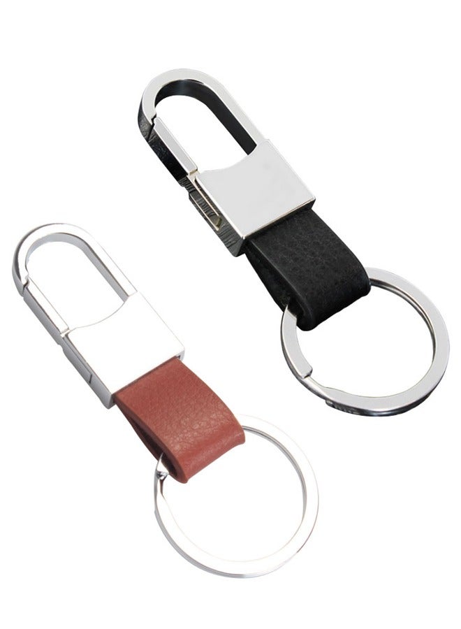 GUSGU Zinc Alloy Key Chain with Leather Heavy Duty Car Keychain with Ring Key Holder for Men and Women, 3 Pack(Black/Brown) - Image 3