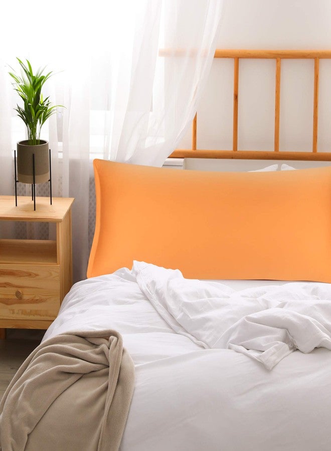 PiccoCasa Body Pillow Cover - Soft Wrinkle Cotton - 300 Thread Count - Breathable Body Pillow Case, 20 x 48, Orange - Image 4