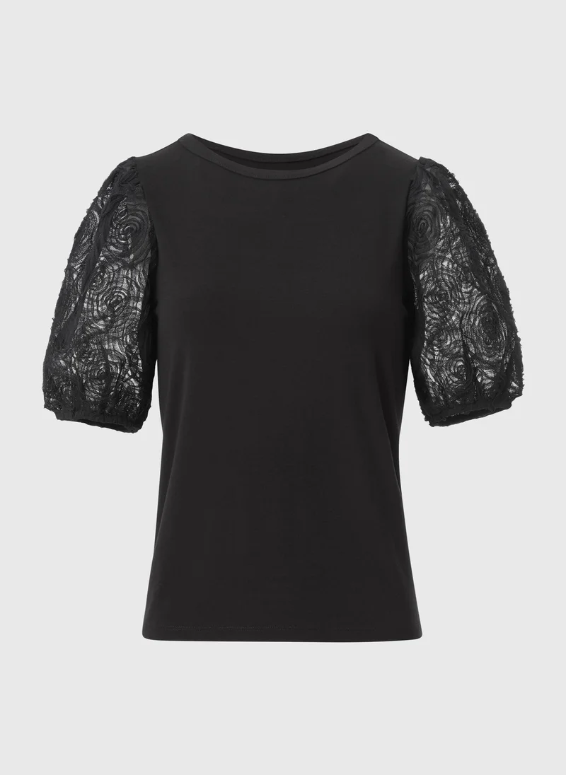 Matalan Black Black Rose Puff Sleeve Blouse for Women | Best Price UAE