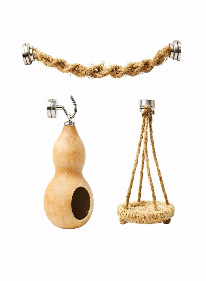kcrygogo Jumping Spider Hide, Climb & Perch Set, Magnetic Gourd Hide, Rope Bridge & Spider Hammock for Small Arboreal Enclosures - Image 1