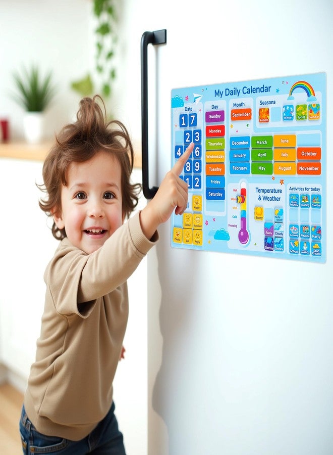 Simply magic 58 PCS Kids Calendar - My First Daily Magnetic Calendar with Weather and Feelings, Days of The Week, All About Today Board - Preschool Learning Chart for Wall or Fridge, Circle Time - Image 5
