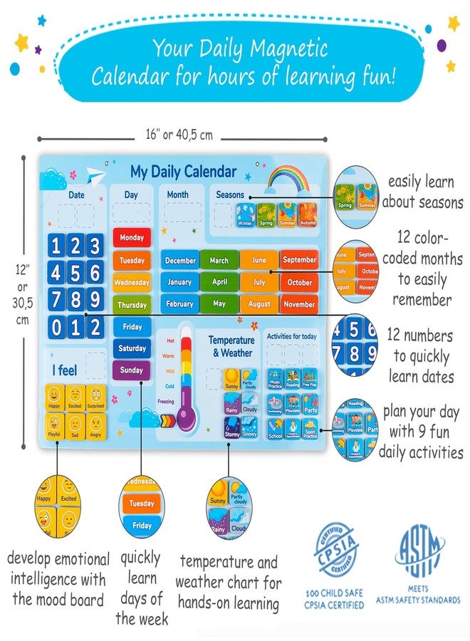 Simply magic 58 PCS Kids Calendar - My First Daily Magnetic Calendar with Weather and Feelings, Days of The Week, All About Today Board - Preschool Learning Chart for Wall or Fridge, Circle Time - Image 3