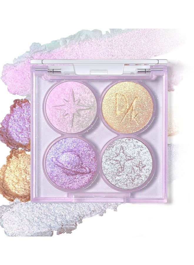 ديكالو لوحة ظلال العيون بالتأثير الثلاثي الأبعاد، ظلال عيون معدنية مائية بتدرجات الألوان المتغيرة، مضيء داخلي للزاوية الداخلية للعين، ظل عيون كريمي صغير بنفسجي بتأثير قزحي ماكياج الجنية #02 الشفق - Image 1