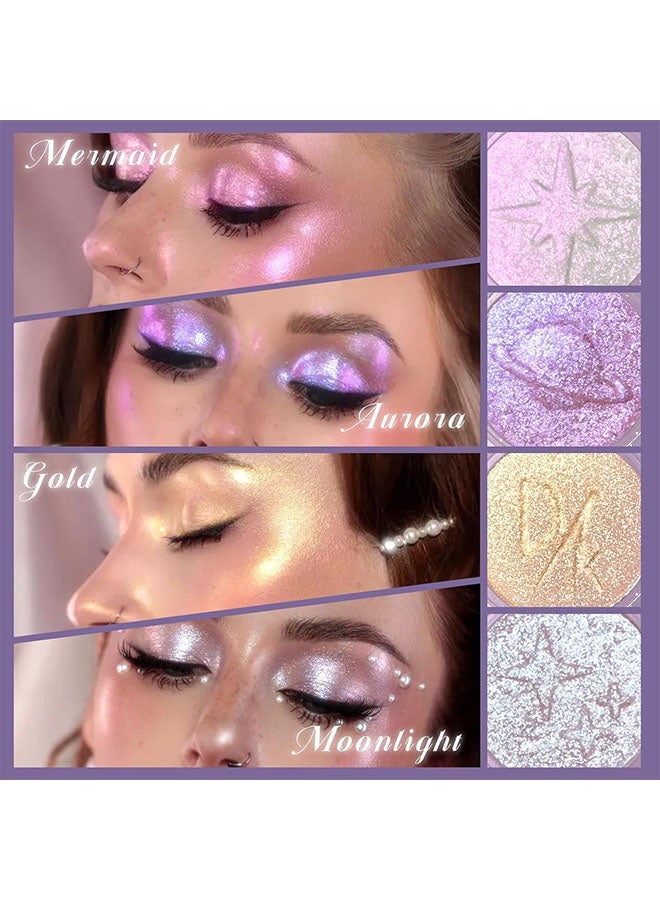 ديكالو لوحة ظلال العيون بالتأثير الثلاثي الأبعاد، ظلال عيون معدنية مائية بتدرجات الألوان المتغيرة، مضيء داخلي للزاوية الداخلية للعين، ظل عيون كريمي صغير بنفسجي بتأثير قزحي ماكياج الجنية #02 الشفق - Image 2