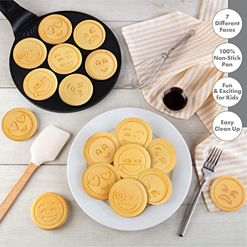 Good Cooking NonStick Emoji Smiley Face Pancake Pan w 7 Fun Mini Faces- Large Skillet Griddle Stovetop Makers- Pan Cakes for Kids Holiday Breakfast, Brunch Parties, Birthday Xmas Stocking Stuffer Gift - Image 4