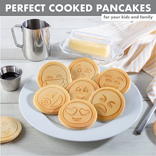 Good Cooking NonStick Emoji Smiley Face Pancake Pan w 7 Fun Mini Faces- Large Skillet Griddle Stovetop Makers- Pan Cakes for Kids Holiday Breakfast, Brunch Parties, Birthday Xmas Stocking Stuffer Gift - Image 2