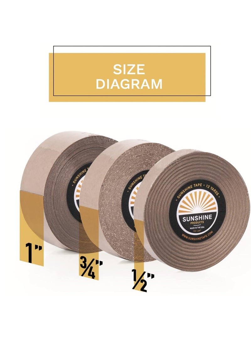 Sunshine Tape Lace Front Hold Wig Adhesive Tape Roll, Hair Replacement Toupee Tape (1" x 12 yds) - Image 2