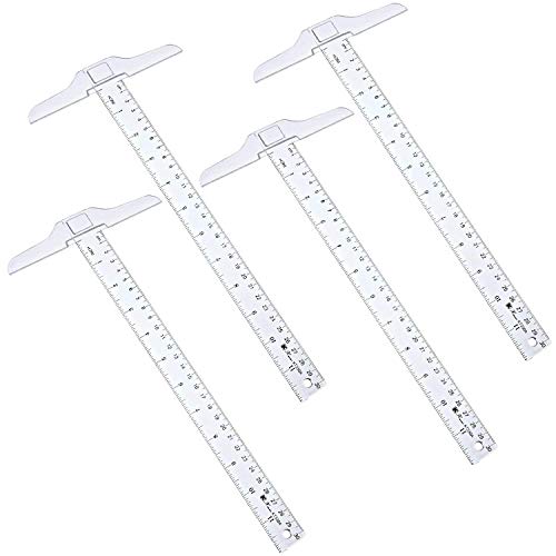 Pangda 12 Inch/ 30 cm T-Square Ruler Plastic Transparent T-Ruler for Drafting and General Layout Work (4) - Image 1