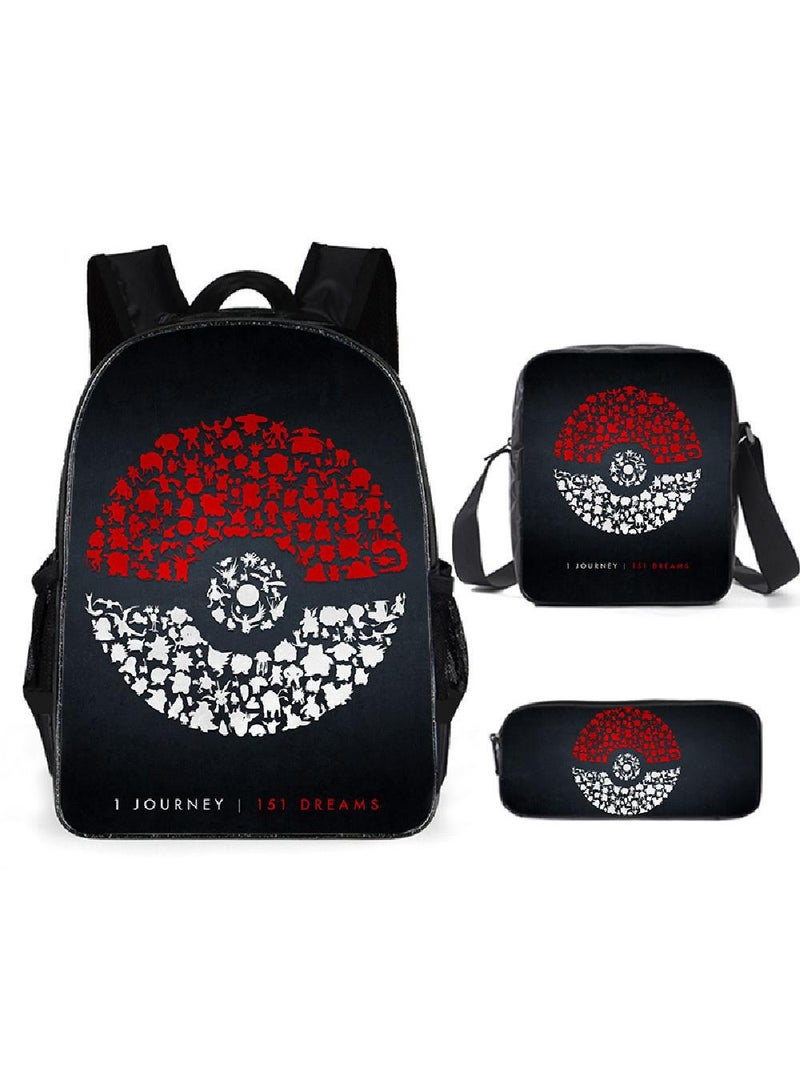 general طقم حقيبة ظهر ثلاث قطع بتصميم بوكيمون ثلاثي الأبعاد - Image 1