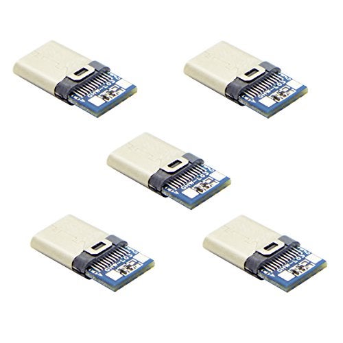 cablecc 5set DIY 24pin USB 3.1 Type C USB-C Male Plug Connector SMT Type with 3.5mm SR and Housing Cover White - Image 5