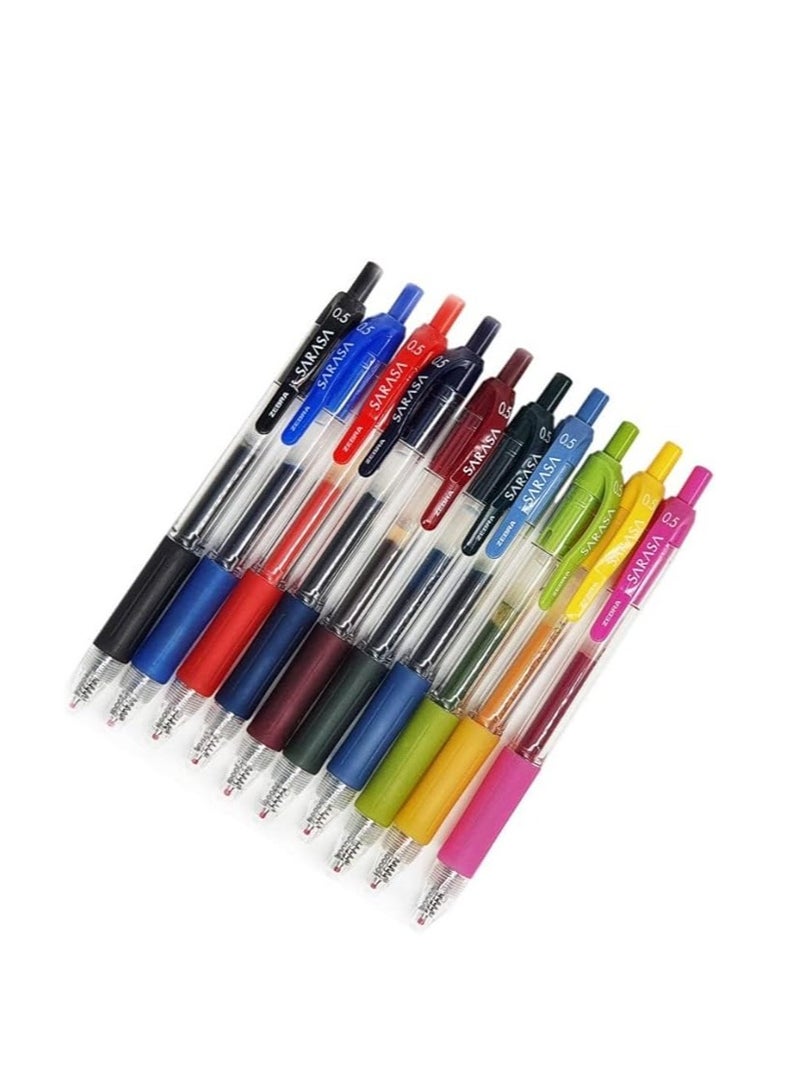 زيبرا قلم ساراسا 10 ألوان من زيبرا في بطاقة برأس 0.5 مم، 12 قلمًا، متعدد الألوان - Image 2