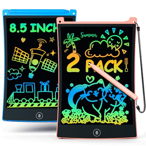 bravokids 2 Pack LCD Writing Tablet with Stylus 85 inch Colorful Doodle Board Drawing Pad for Kids Travel Games Activity Learning Toys Birthday Gift for Age 3 4 5 6 7 8 Year Old Boys Girls - Image 1