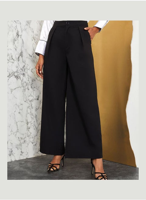 Solid Wide Leg Trouser with Side Pocket
