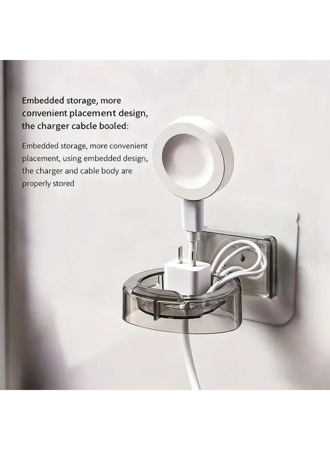 حامل ساعة ذكية رمادي مثبت على الحائط مع حامل شحن ورف تخزين بجانب السرير 1 قطعة - Image 5