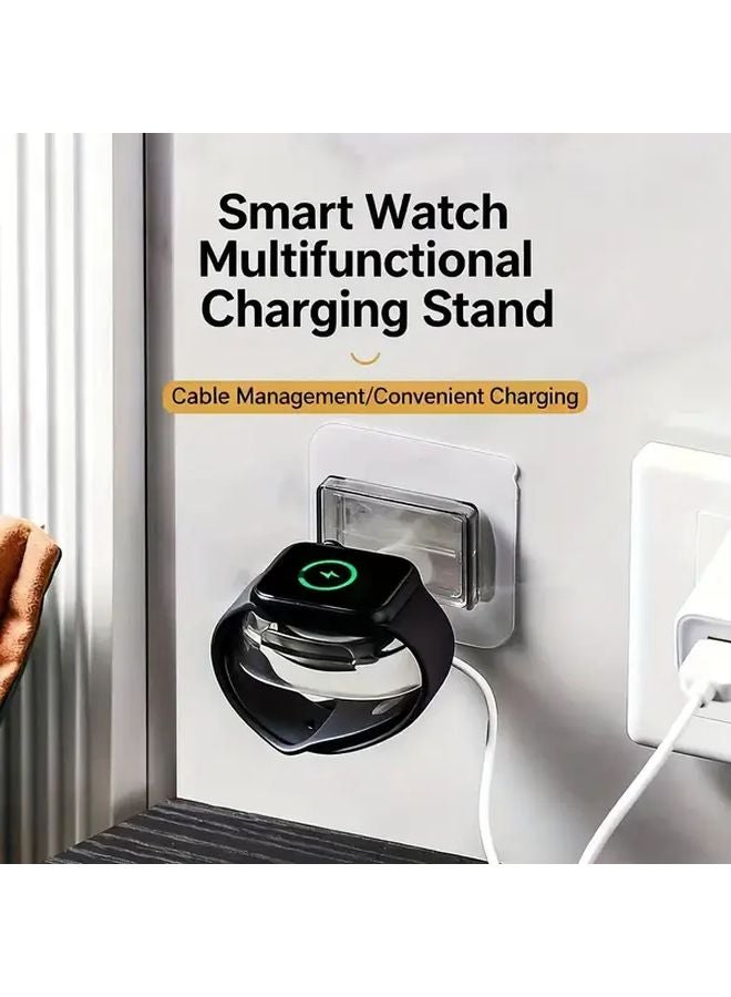 حامل ساعة ذكية رمادي مثبت على الحائط مع حامل شحن ورف تخزين بجانب السرير 1 قطعة - Image 2